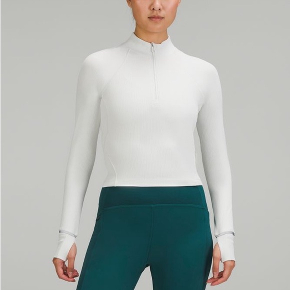 lululemon athletica Tops - lululemon athletica White Long Sleeve Half-Zip Top